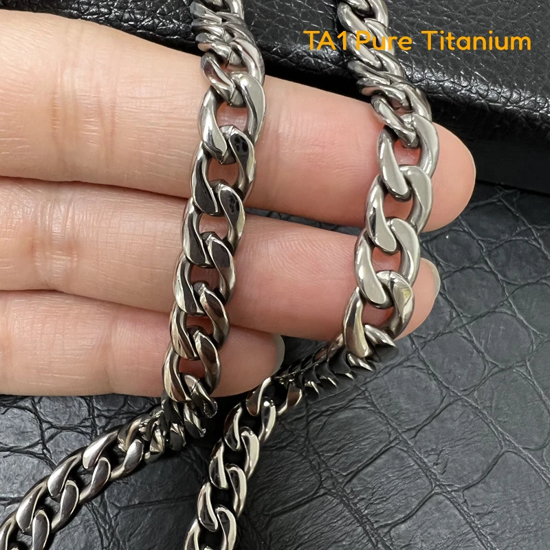 

Fashion 7.2mm TA1 Pure Titanium NK Link Chain Necklace Anti-Allergy Jewelry Titanium Figaro Chain For Women Men Necklace Jewelry