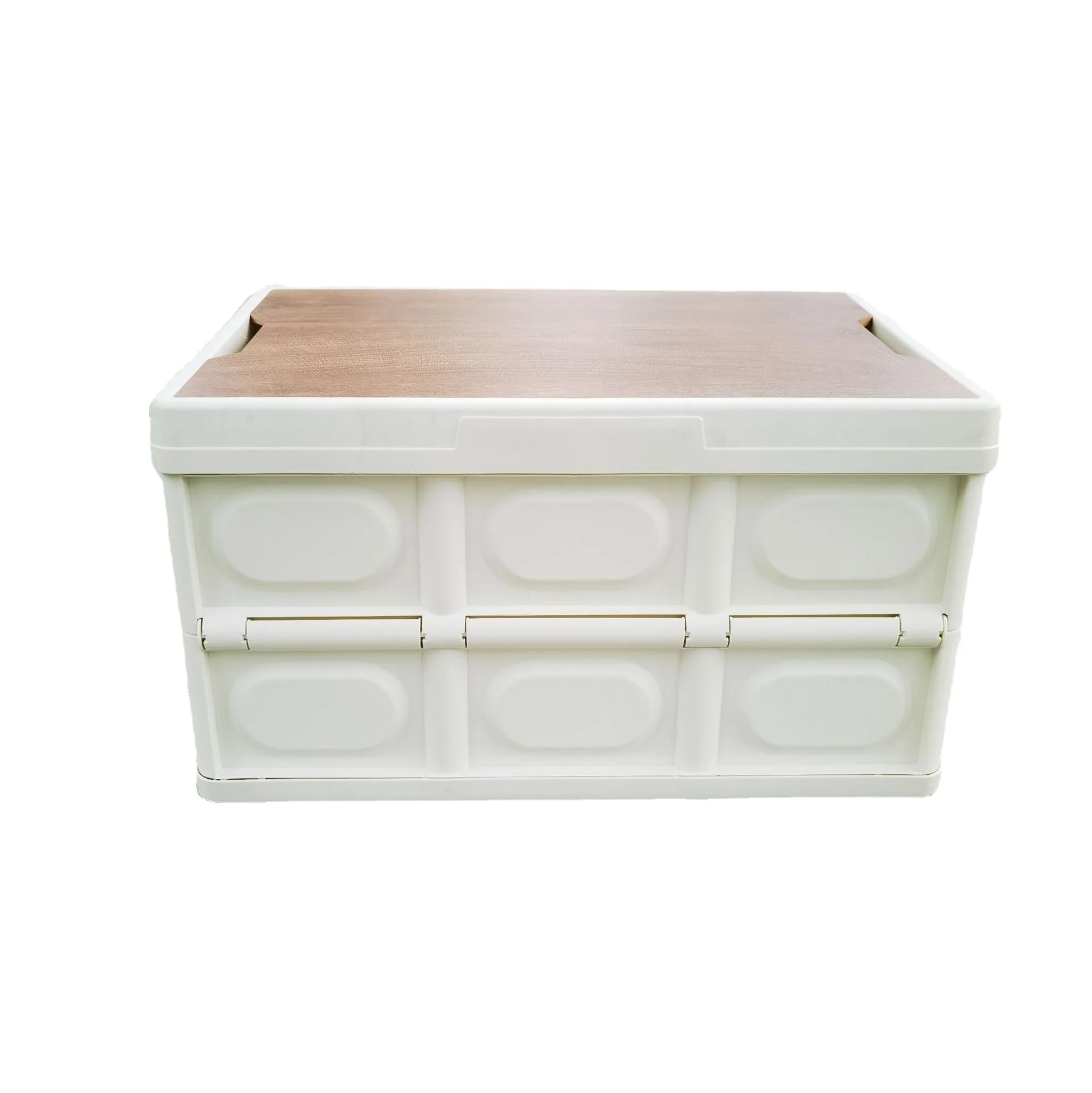 

Складная коробка для хранения на 30 л, утолщенный съемный Органайзер с деревянной крышкой для кемпинга, автомобиля и путешествий