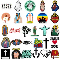 1 Uds. De PVC, zuecos religiosos de Jesús, dijes para zapatos, decoraciones para zapatos de la Santa Biblia, alfileres para mujer y hombre, regalos de recuerdo de fiesta, Clips DIY, accesorios
