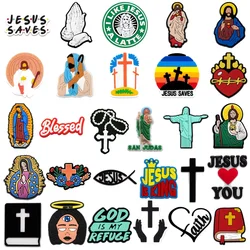 1pcs PVC Religious Jesus Clog Shoe Charms Holy Bible Shoe Decorations Pins for Woman Men Party Favor Gifts DIY Clips Accessories