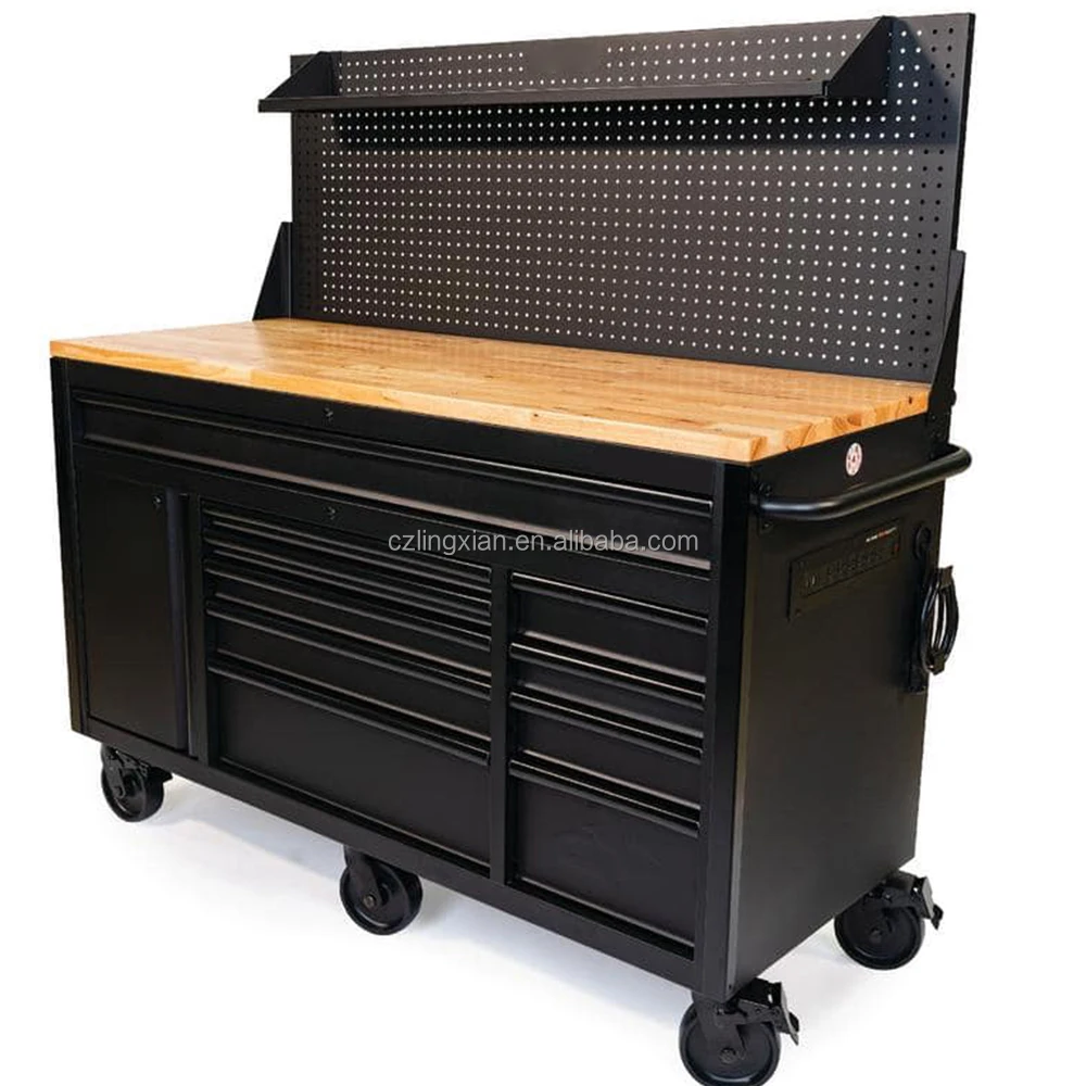 

61 дюйм. Ш x 26 дюймов. Мобильный рабочий шкаф-тумба D Heavy Duty с 10 выдвижными ящиками и 1 дверцей для инструментов и хранения