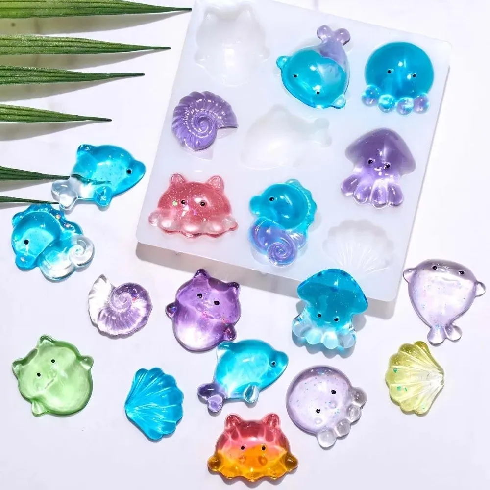 Sea Creatures Silicone Mold Seahorse Octopus Angel DIY Handmade Resin Mold Reusable Flexible Craft Casting Mold Jewelry Making