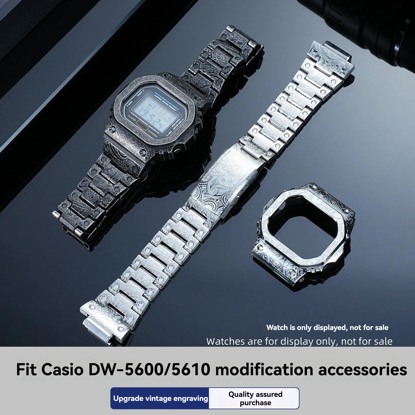 

Для Casio DW5000 DW-5600 5610 GMW-B5600: Металлический ремешок-безель, мужской винтажный ремешок из нержавеющей стали с узором пейсли, модифицированный ремешок для часов, корпус часов.