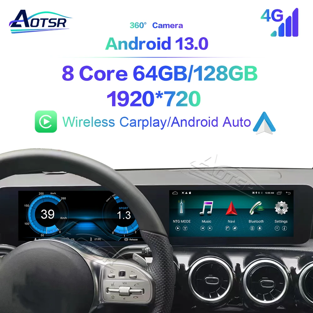 

For Mercedes-Benz A180 Dual Screen 17-20 Tesla Style Touch Car Screen Navigation Carplay Car Radio DSP BT Multimedia Player WIFI