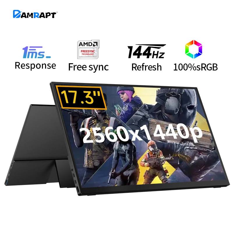 

Damrapt 17.3'' Portable Monitor 2K 144Hz 100%sRGB 400Nits Display Screen Extension for Laptop Phone Switch PS4/5 Xbox MacBook