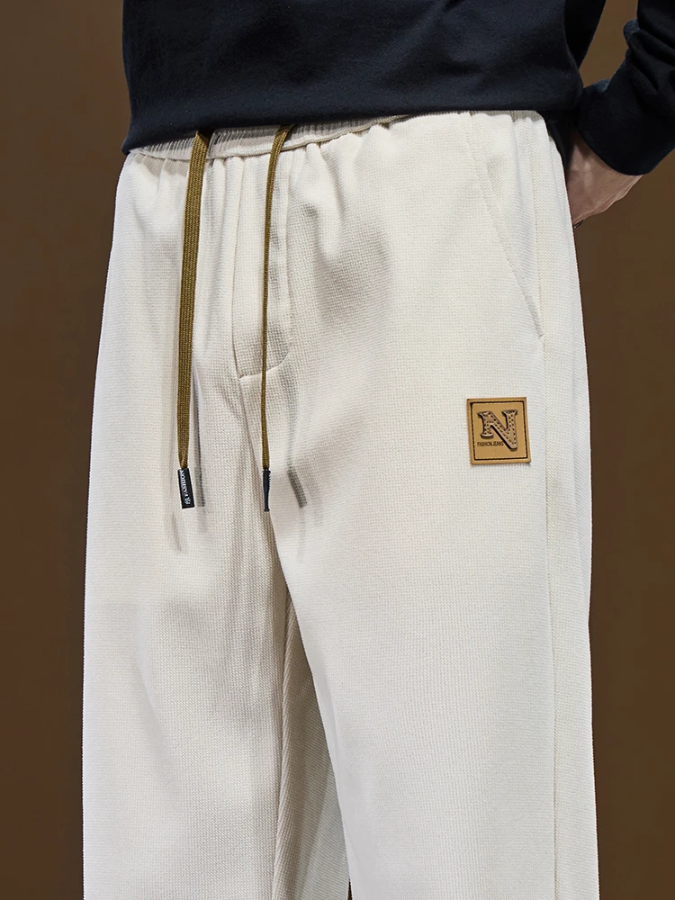 Herbst Neue männer Baggy Breite bein Hosen Cord Stoff Weiß Schwarz Mode Koreanische Lose Gerade Hosen Outdoor Jogginghose
