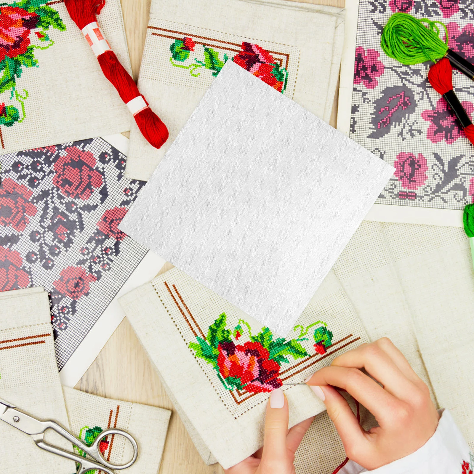 

12pcs Cross Stitch Fabric Soft Cotton DIY Embroidery Cloth 40x40 30x30 20x20 Grid Cloths Squares Sewing Crafts