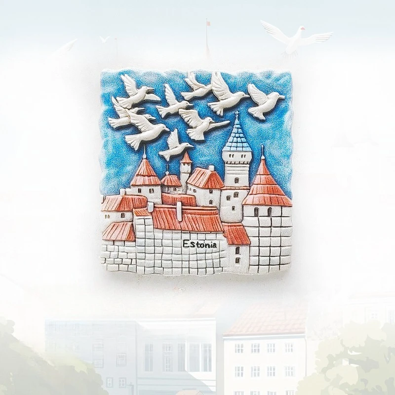 Estonian Castle Fridge Magnet - 3D Medieval Souvenir Tallinn Old Town Decor Unique Baltic Gift with Strong Magnet