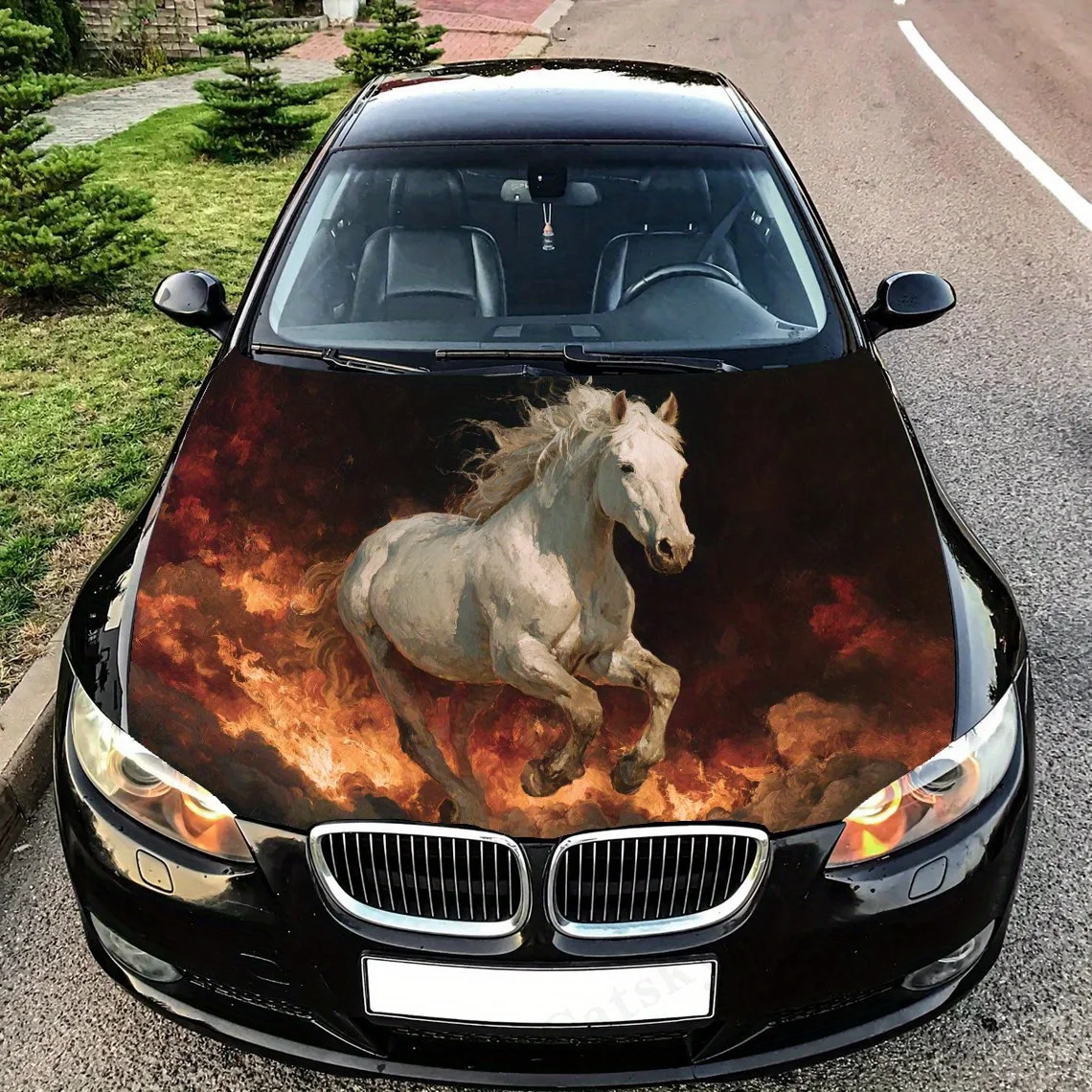 

Galloping horse Car hood packaging sticker, PVC material, self-adhesive waterproof, anti-slip paint, car exterior decoration acc