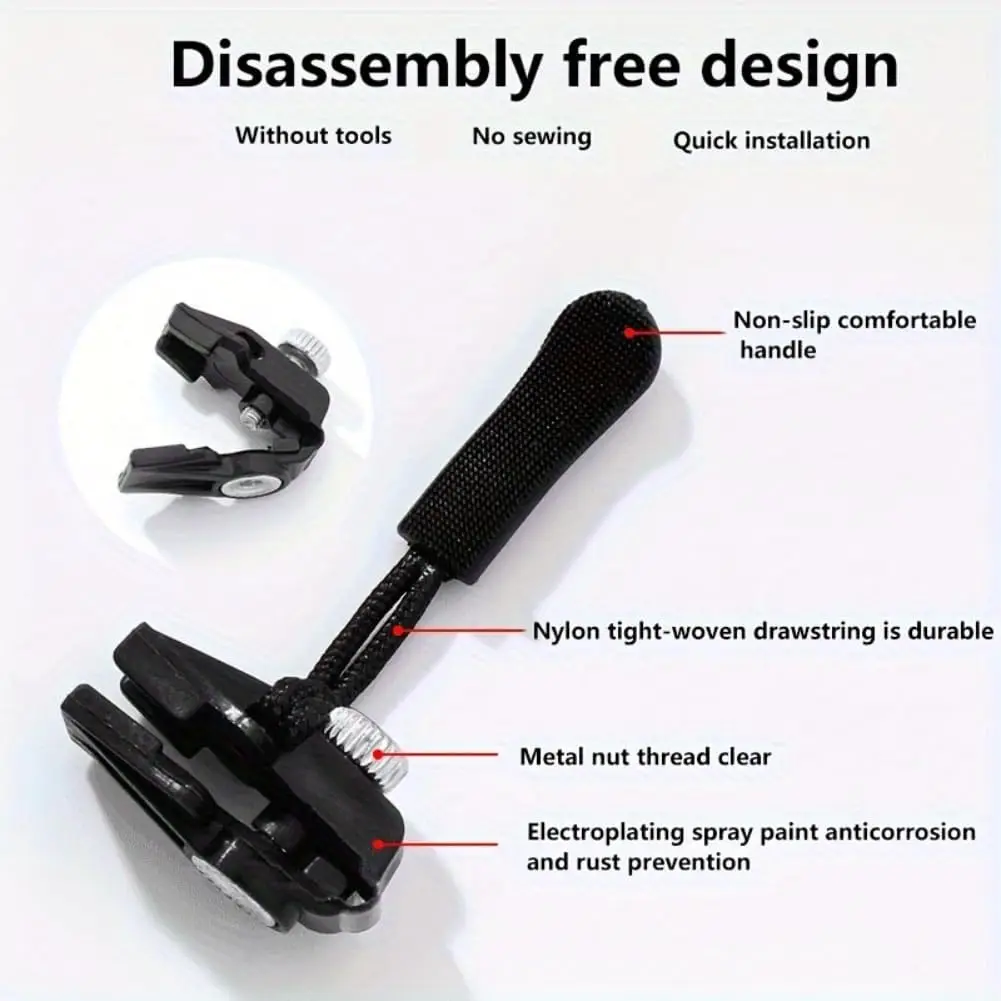 24PCS Detachable Zipper Head Fixer Quick Instant Zipper Repair Kit Universal Replacement Zipper Slider Pull for Jacket Bag Coat