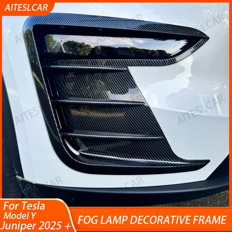 

For New Tesla Model Y Juniper 2025 2026 Front Bumper Fog Lamp Wind Knife Spoiler 1Pair Car Fog Lamp Trim Cover Fog Light Eyebrow