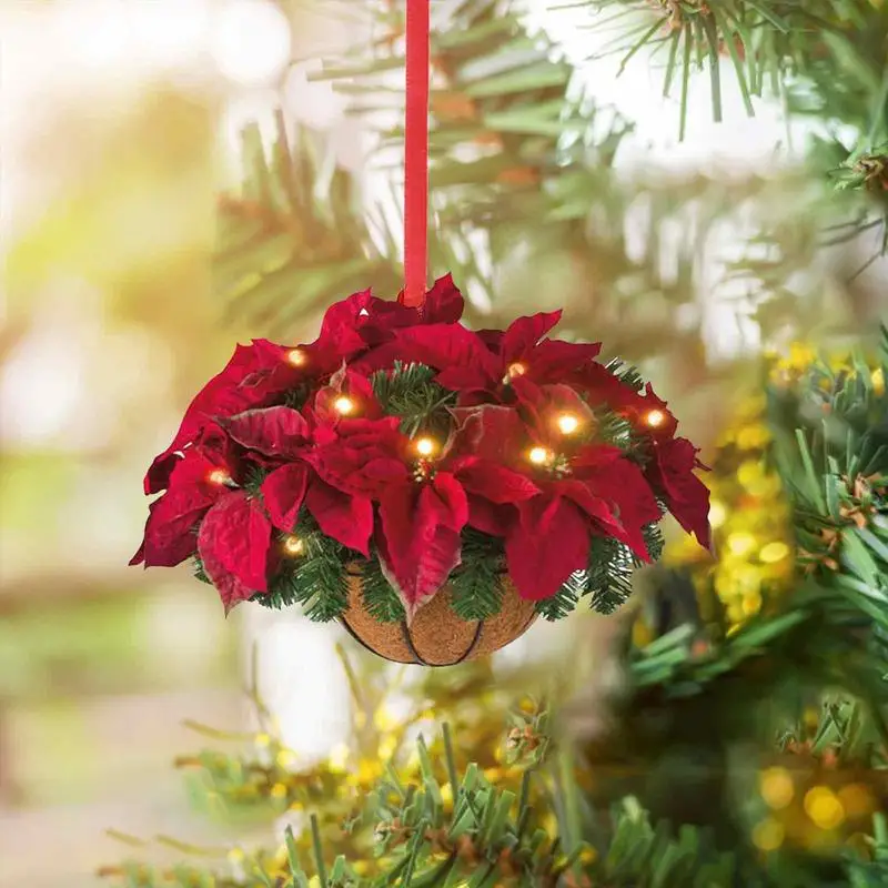 Grinalda De Flores De Madeira Pingente Pendurado Para Porta Da Frente, Ornamentos De Árvores, Suprimentos De Decoração De Festa De Casa, Decoração De Natal, Acessórios De Inverno