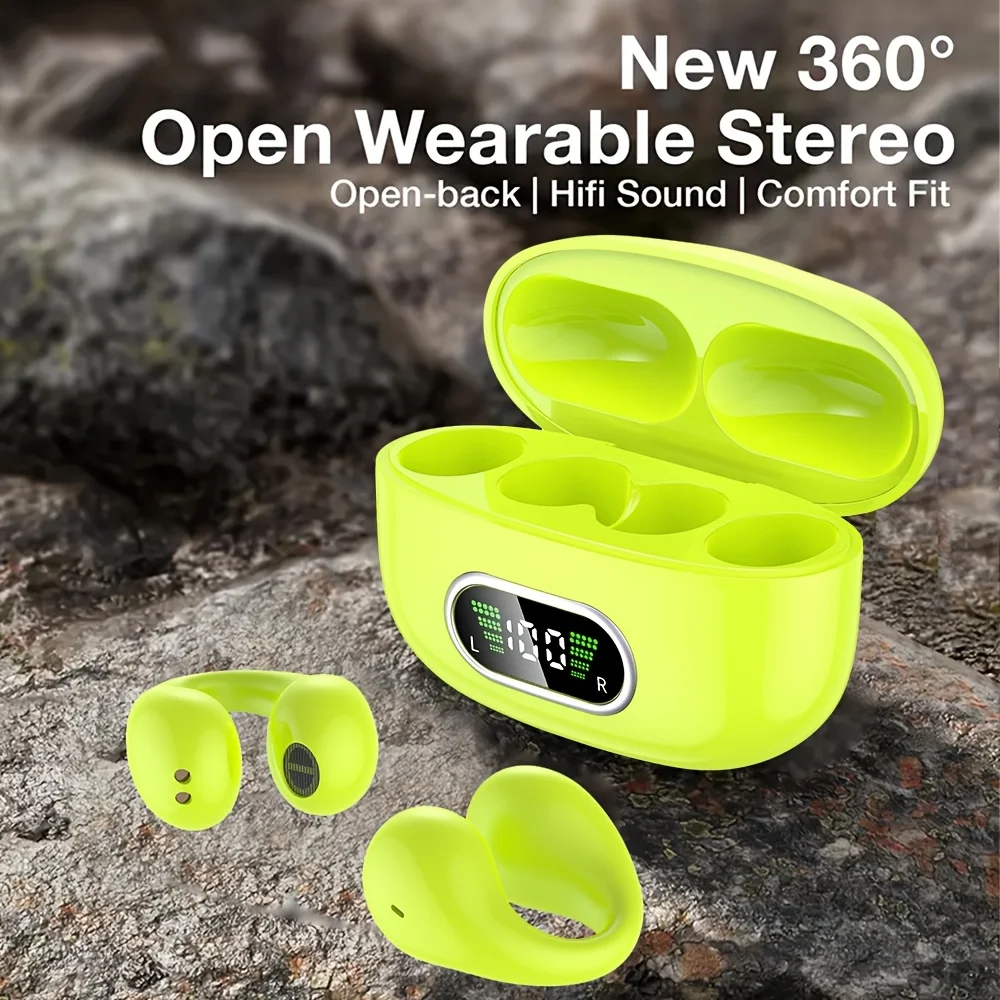 2025 novos fones de ouvido sem fio com clipe de orelha, disponíveis em várias cores, com display de energia inteligente, bateria de lítio de grande capacidade