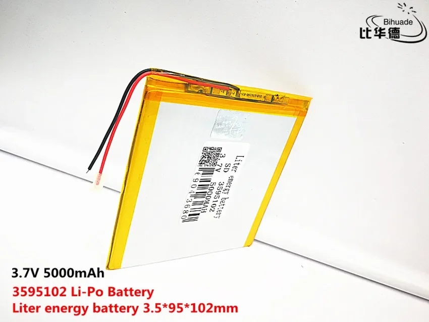2pcs Liter energy battery Good Qulity 3.7V,5000mAH 3595102 Polymer lithium ion / Li-ion battery for tablet pc BANK,GPS,mp3,mp4