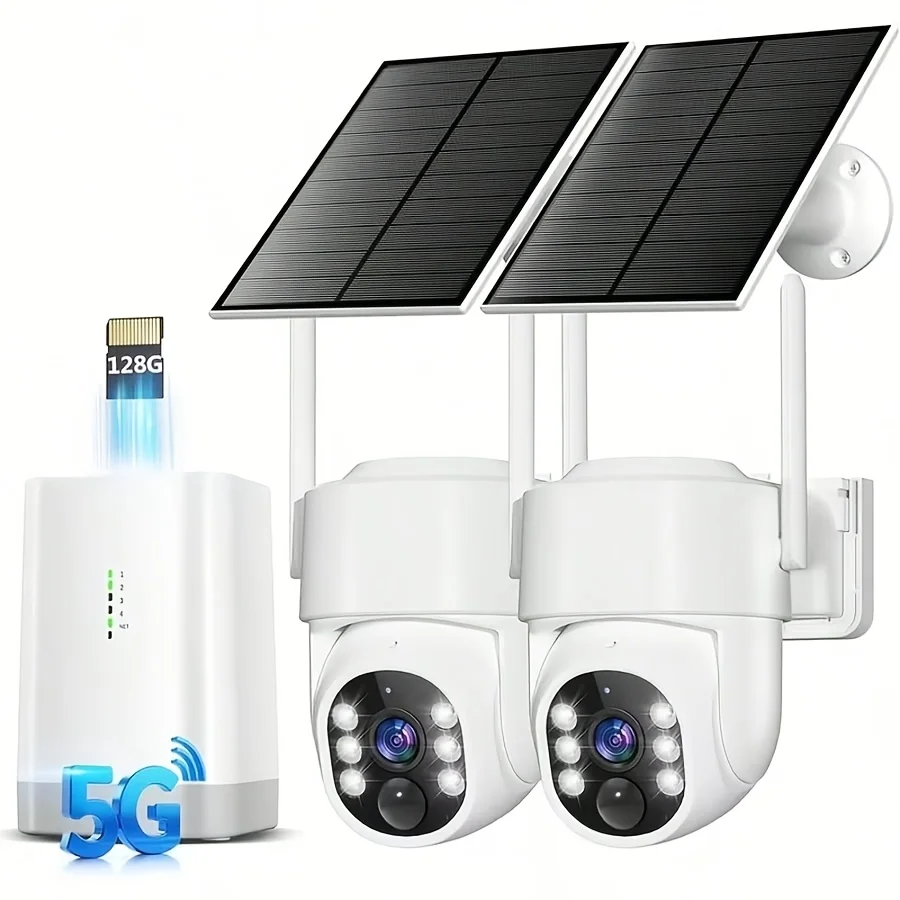 4MP Security Cameras Wireless Outdoor,No Subscription Local Storage,Solar Powered Cameras For Home Security With 360°PTZ,4 Cam-K