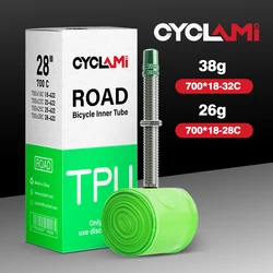 CYCLAMI Ultralight Bike TPU Inner Tube 700C 700 X18 32 Road Bicycle TPU Material Tire 45mm 60mm Length French Valve Super Light
