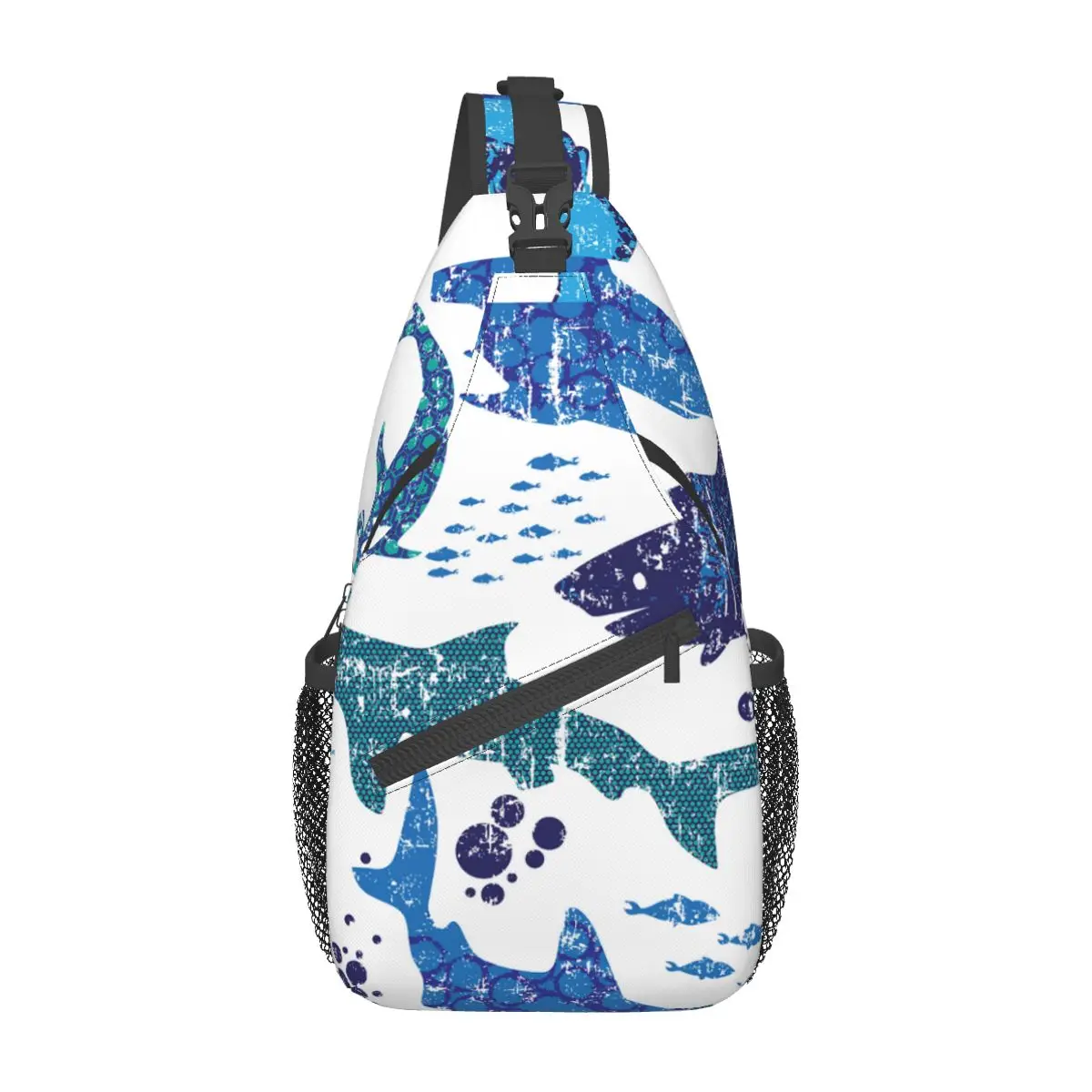 Shark Vintage Small Sling Bag Chest Crossbody Shoulder Sling Backpack Outdoor Sports Daypacks world ocean sea Printed Bookbag