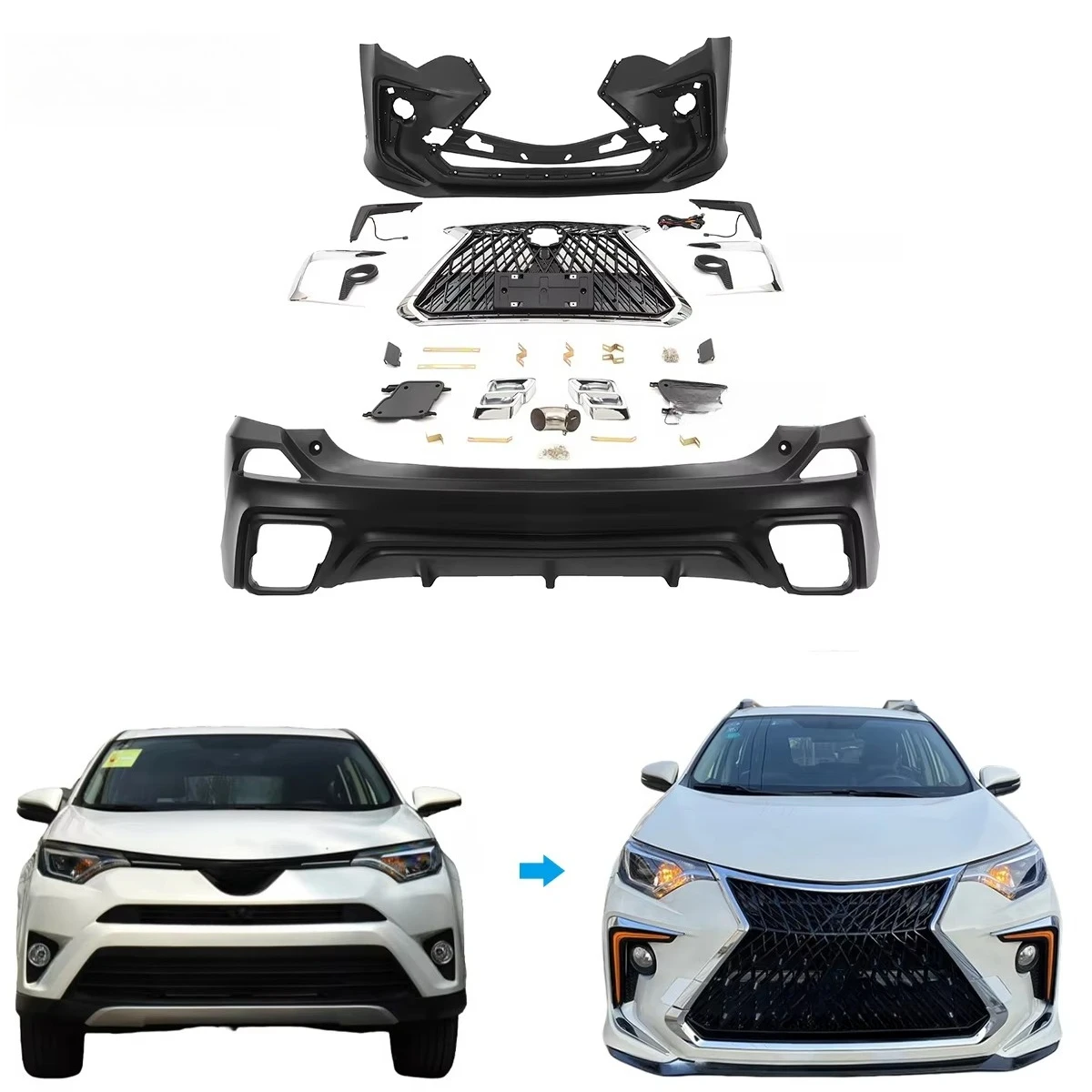 Car Facelift Bodykit Bumper for RAV4 2016-2019 Bumper Bodykit