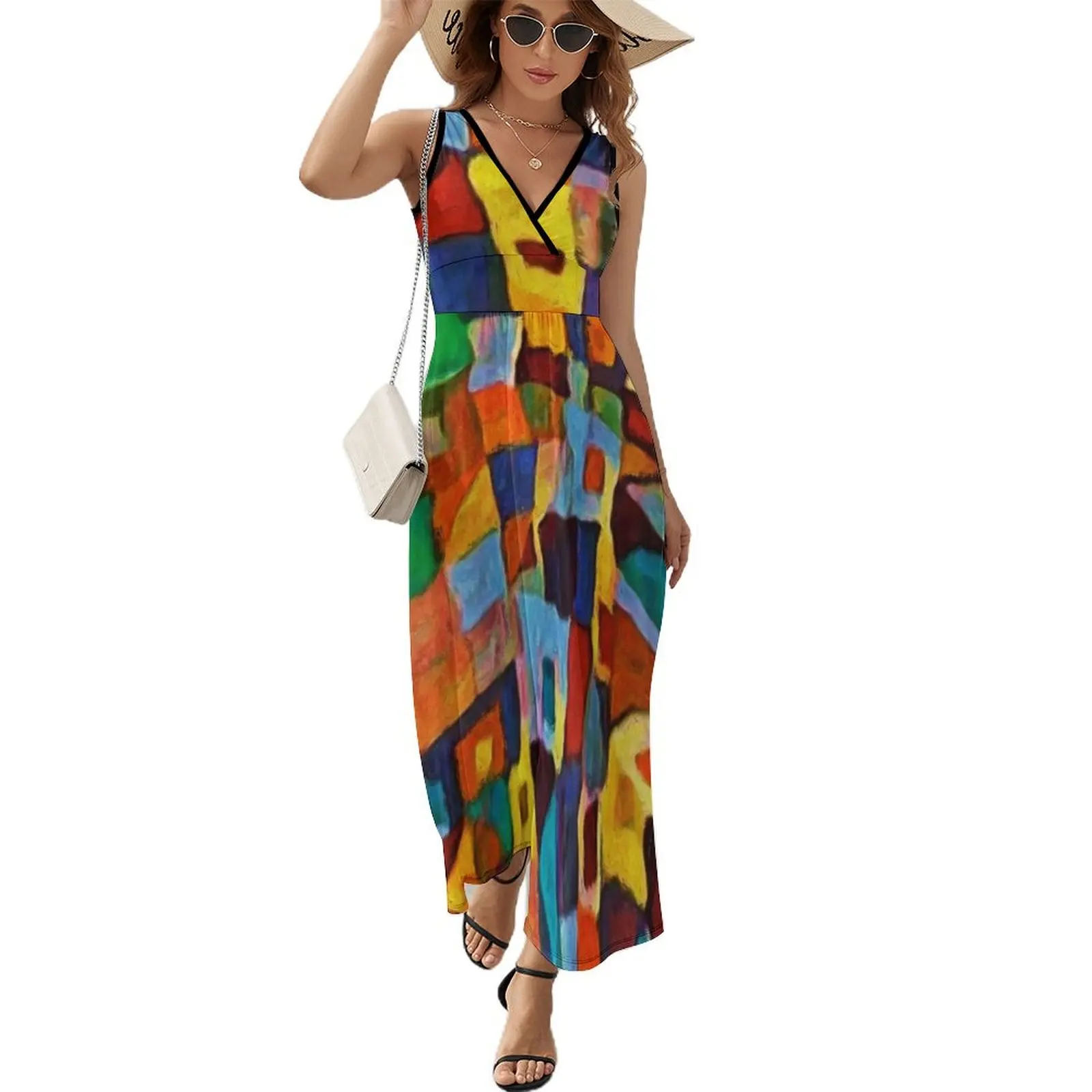 

Painterly Abstract Patchwork Sleeveless Dress women clothes women's clothing trend 2024