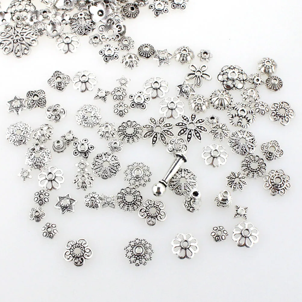 

240Pcs Tibetan Silver Flower Pattern DIY Charms Handmade Jewelry Accessories Bracelet Necklace Keychain Metal Charm Accessories