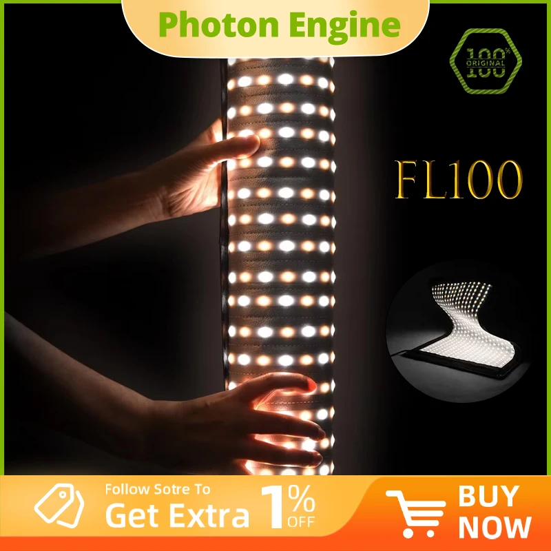 Godox FL100 100W مرنة LED الفيديو الضوئي مصباح القماش القابل للدوران مع وحدة تحكم + جهاز التحكم عن بعد + دعم X-شكل + تطبيق جوال