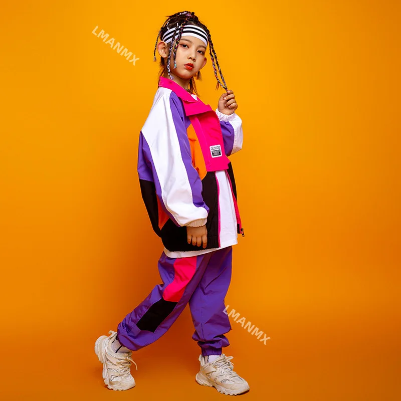 

Kid Festival Hip Hop dancing Outfits Green Sweatshirt Crop Tops Jogger Pants for Girls Dance Costumes Street Clothes wear S-5XL