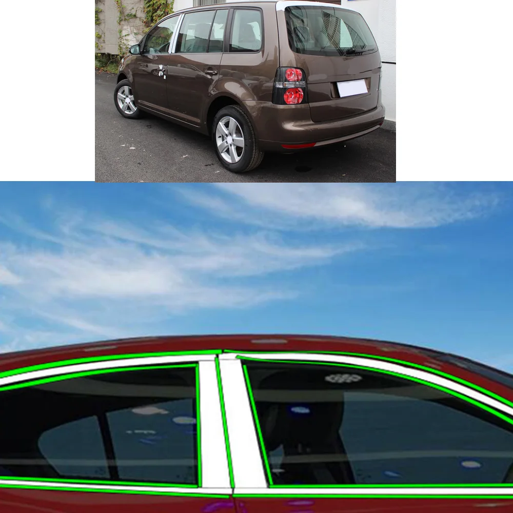 Car Sticker Garnish Pillar Window Middle Strip Trim Frame Hoods For VW Volkswagen Touran 2011 2012 2013 2014 2015