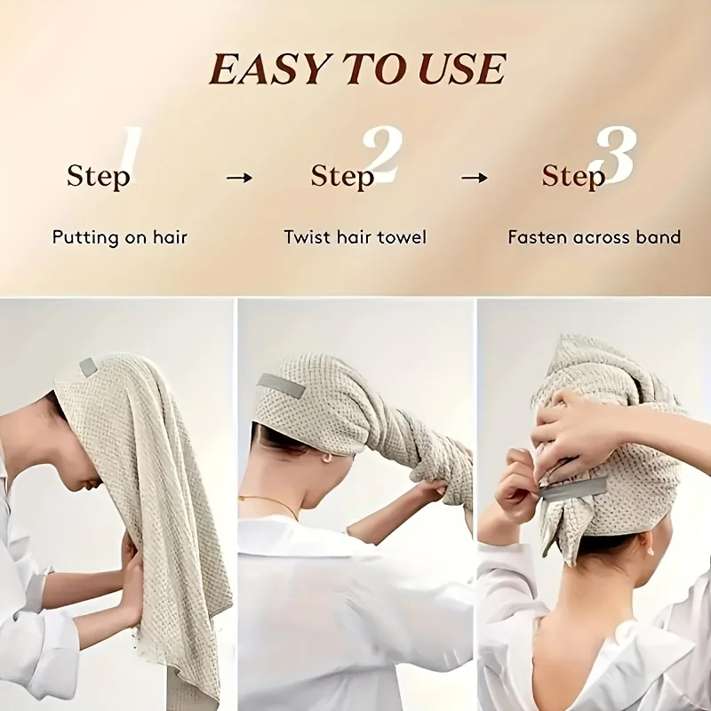 Women's Quick-Dry Hair Towel Wrap Compatible for Thick/Curly Hair -High-Absorbency Microfiber Turban,Post-Swim&Shower Hair Dryin view 2