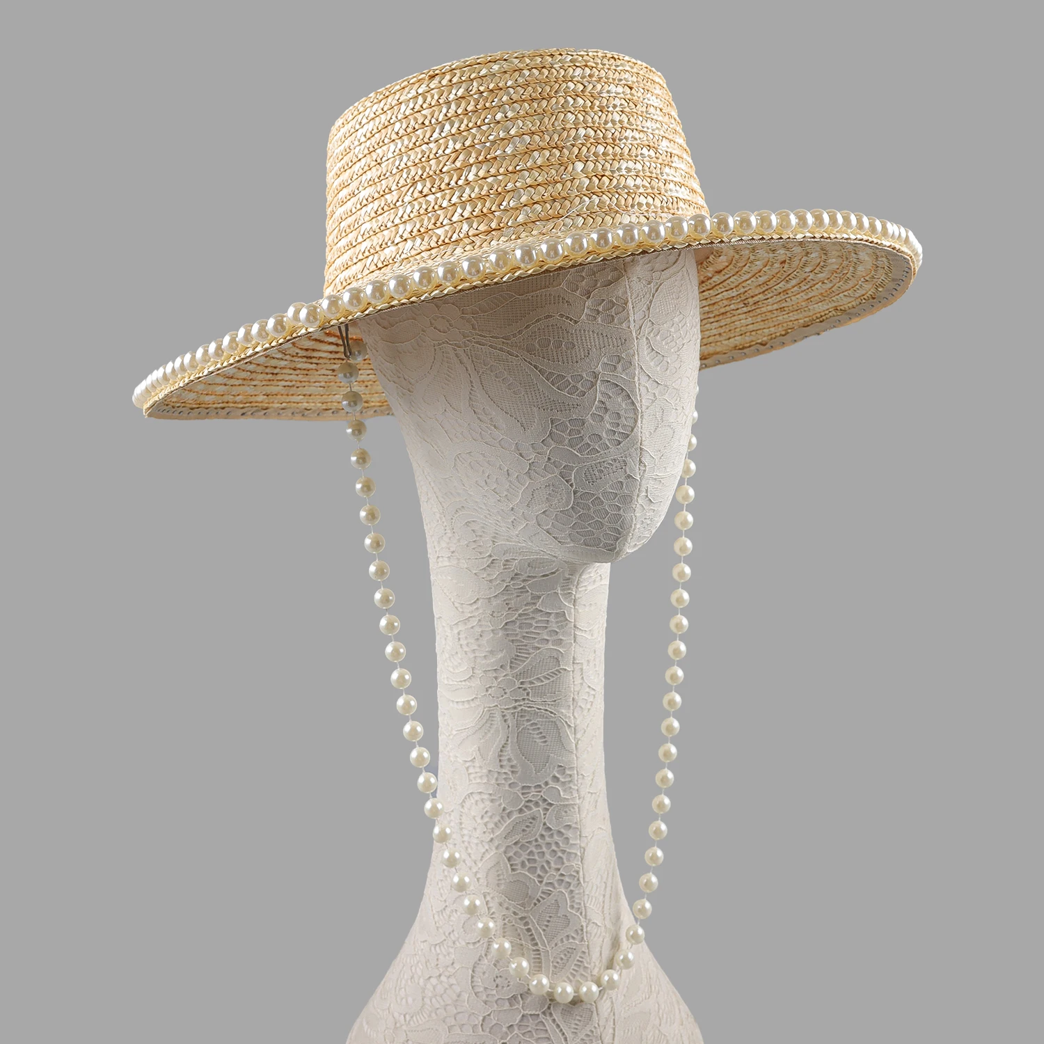 قبعة كنتاكي ديربي العصرية والساحرة، قبعة من القش على شكل سلسلة من اللؤلؤ على الشاطئ، غطاء رأس نسائي لحفلات الزفاف والشاي