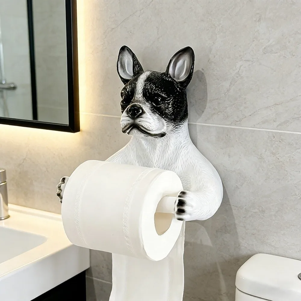 

Cute Dog Toilet Paper Holder Dispenser 3D Dog Shape Dog Toilet Roll Holder Space Saving Multif-unctional Wall Mounted Roll Rack