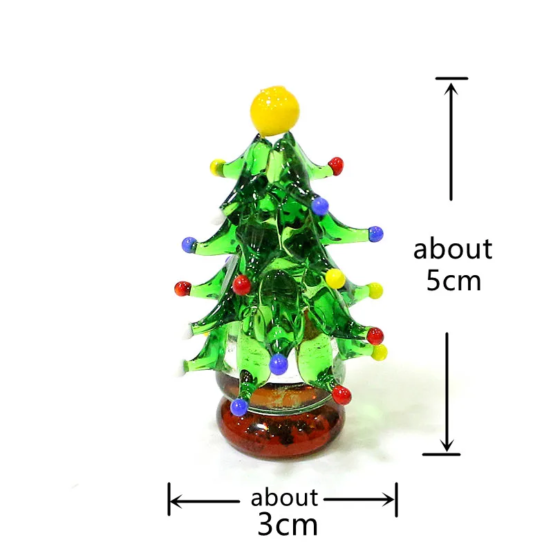 Custom Cute Miniature Christmas Tree Figurine Glass Craft Ornaments Home Table Tiny Xmas Tree Decor Rare New Year Gifts for Kids