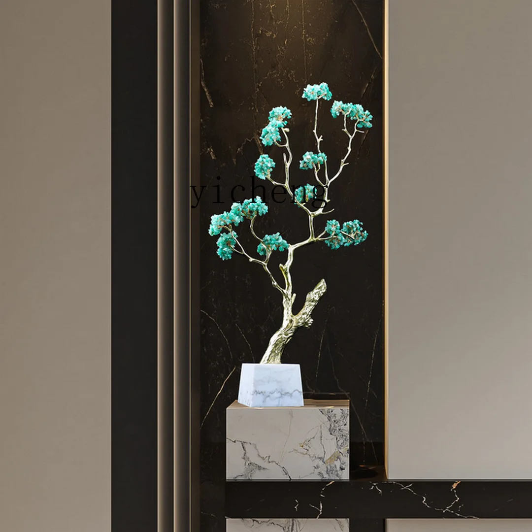 

BJ4-9 зеленое хрустальное украшение-талисман в виде денежного дерева, современный светлый роскошный декор для тумбы под телевизор, высококачественное мягкое украшение для столешницы.