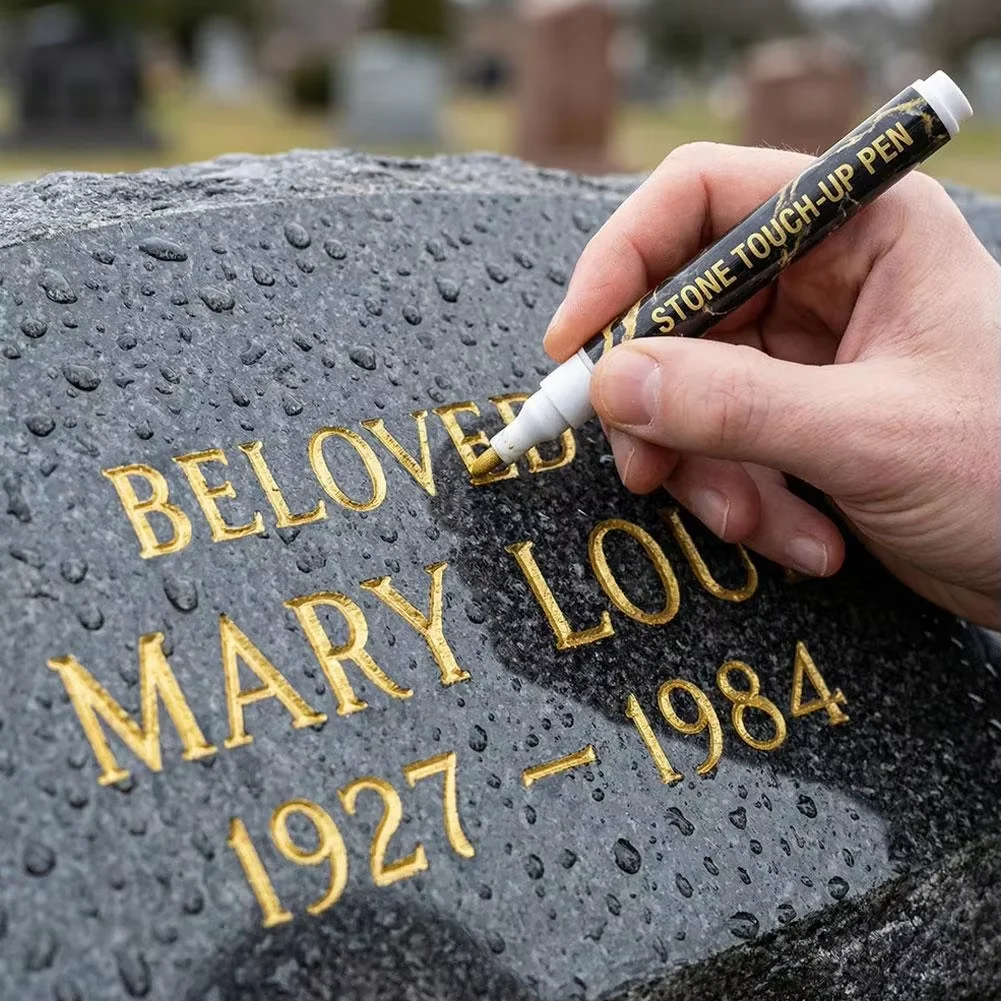 

2 PCS Gold Tombstone Pens Stone Complementary Color Pens Used To Repair Faded Tombstone inscriptions Waterproof
