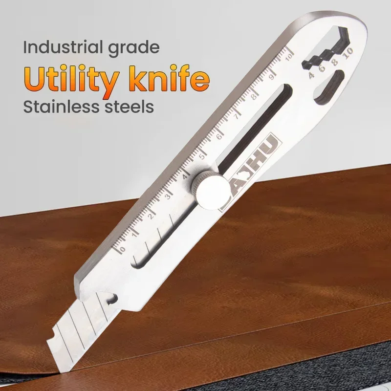 Industrial Grade Utility Knife 8 In 1 Multifunction 18cm Steel Body Thickened Paper Cutter Replaceable High Carbon Steel Blade