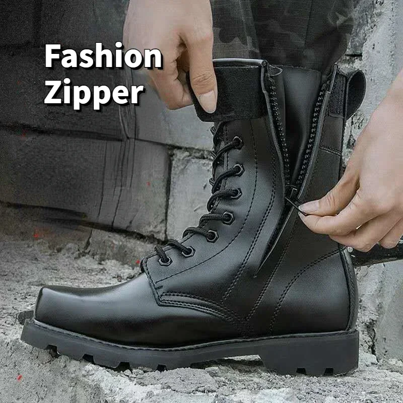 Work Safety Shoes for Men High Quality Platform Men Motorcycle Boots Outdoor Non-Slip Ankle Boots Fashion Leather Men Boots New