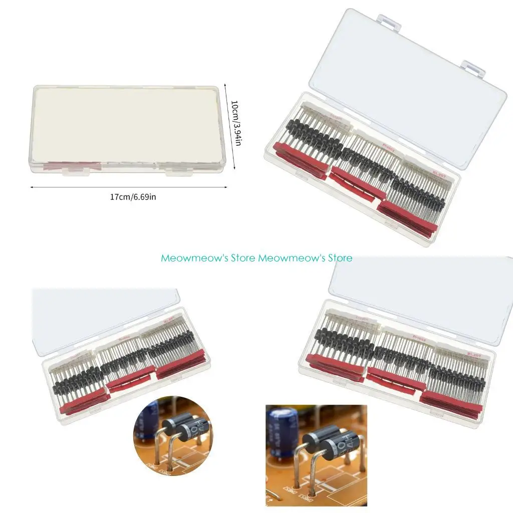 

W91A Ассортимент из 200 диодов Шоттки и выпрямительных диодов с несколькими значениями для обработки сигналов источника питания