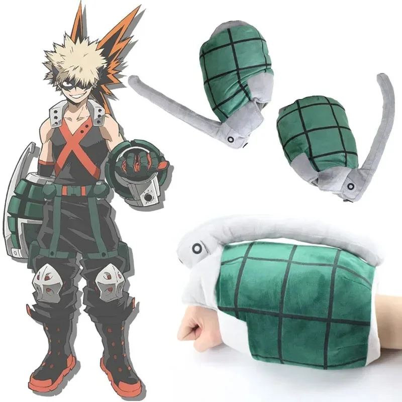 Аниме My Hero Academia Bakugo Katsuki Плюшевые перчатки для косплея Манжеты на запястье Power Bracer Гренады Мягкая игрушка для Ki NM21