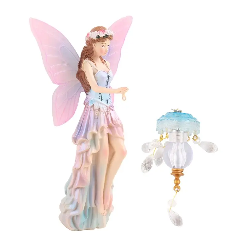 ABCA-Flower Fairy Wall Lamp Flower Fairy Light With Wings Blue