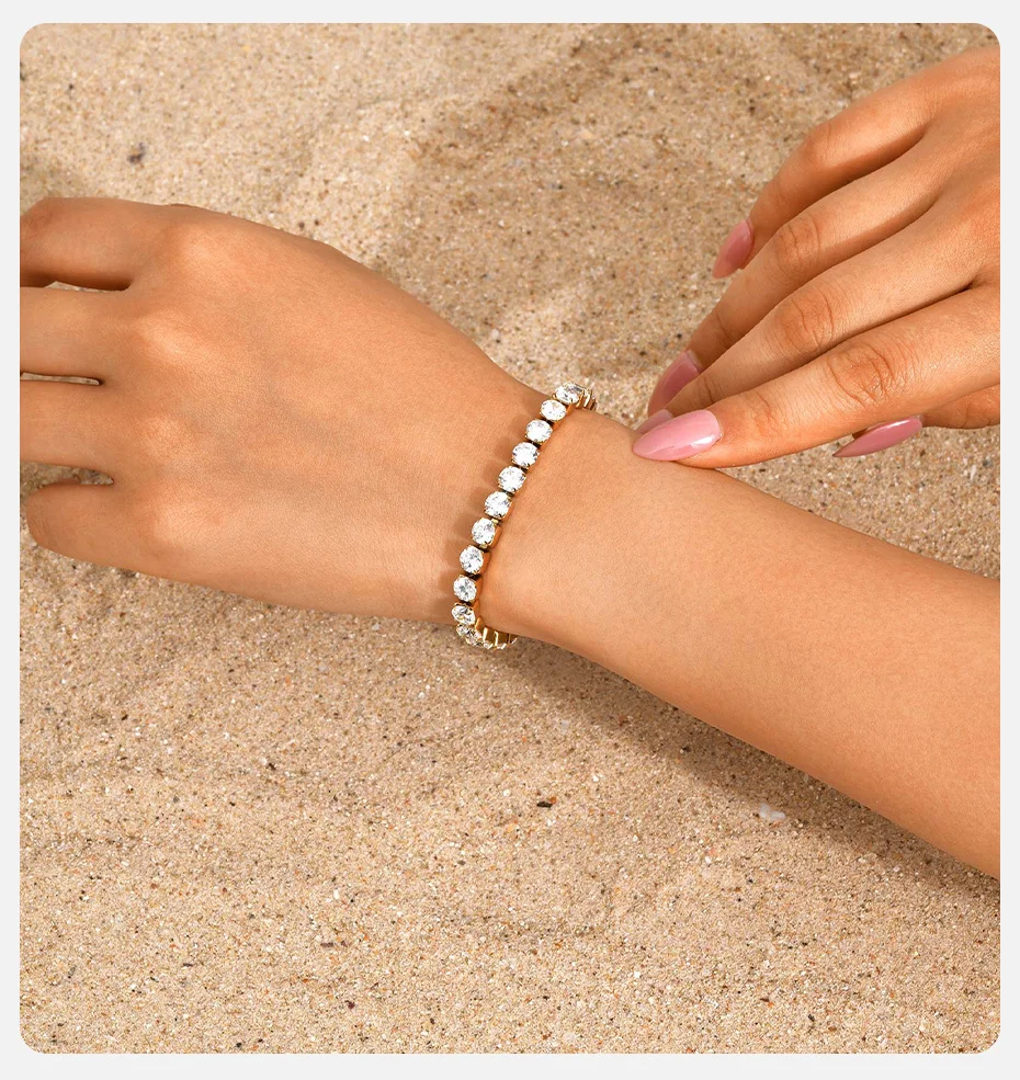 Vnox Luxus zierliches AAA Zirkon Kristall Armband für Frauen Mädchen, Edelstahl 2mm-5mm breites Armband, Hochzeit Schmuck Party Geschenk – Detail 4