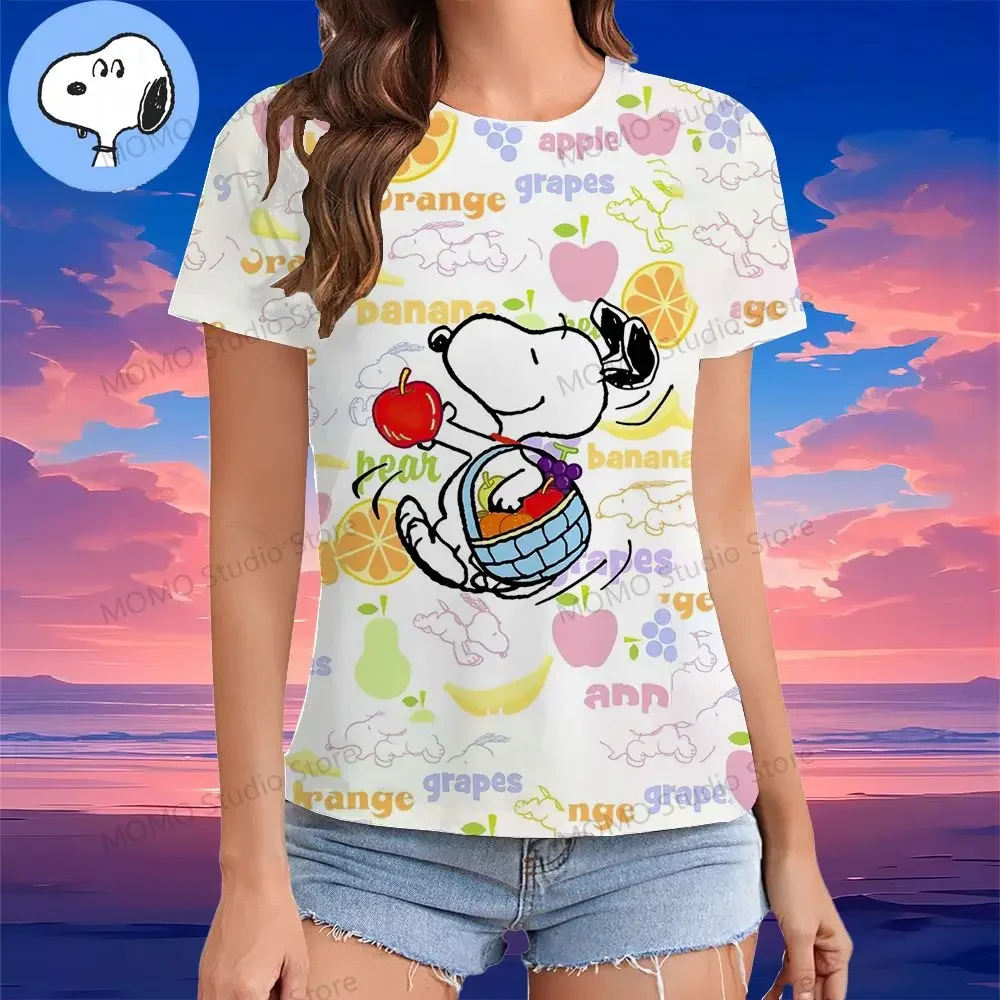 Girls T-Shirt Cartoon Snoopy 3-14 years old Summer Short Sleeve 100-6XL Kawaii Street Y2K Clothing 2024 Fashion O Neck Clothing