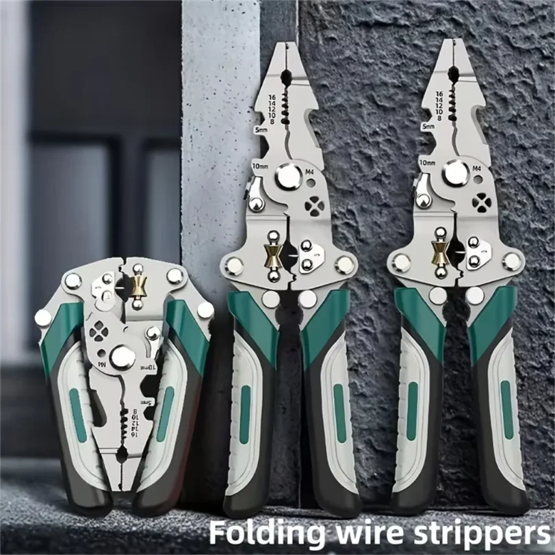 

18 In1 Foldable Wire Stripper Multifunctional Plier With Crimper Cutter Shearing Screw Gripping For Electric Cable Portable Tool
