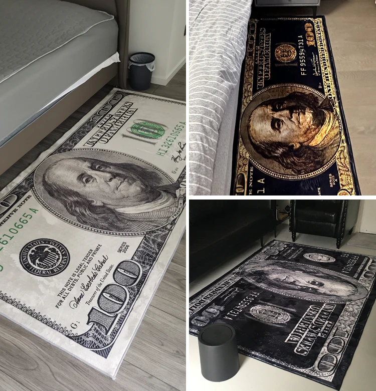 سجادة بنمط العملة الدولارية من VIKAMA - سجادة باب مدخل الحمام - سجادة قدم مضادة للانزلاق للمطبخ - ديكور منزلي لغرفة النوم