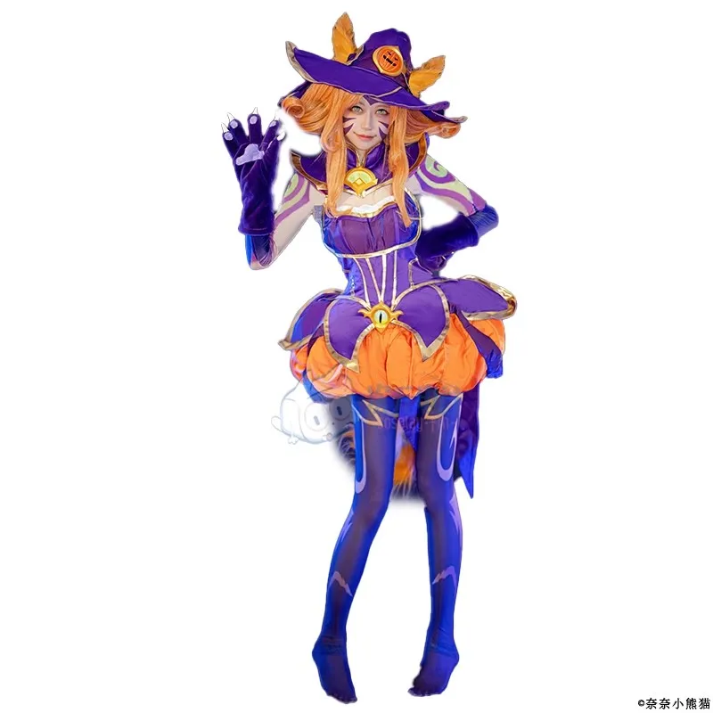 Game LOL Neeko Cosplay Halloween Costumes Seductive Witch Pumpkin Set Anime League Women Tops Pants Leggings Hat Gloves Ears