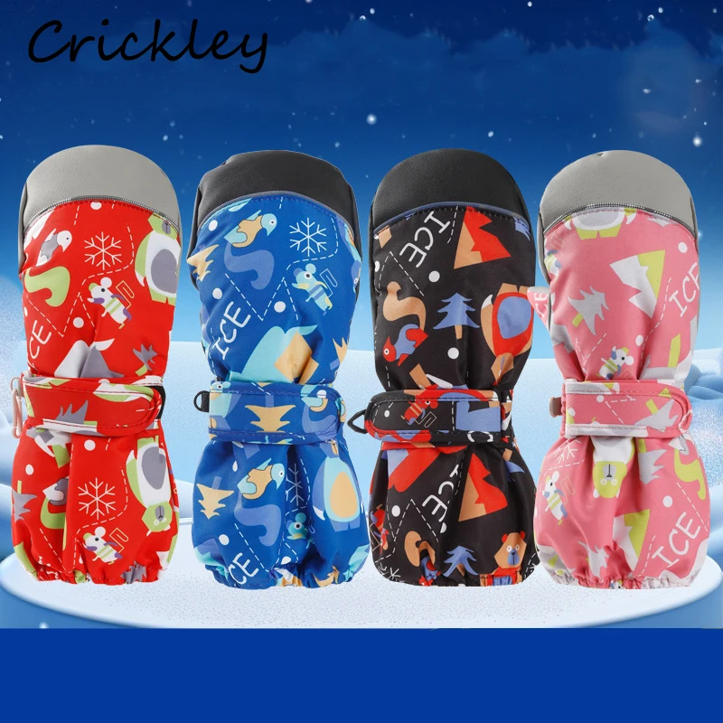

Winter Warm Kids Gloves Cartoon Animals Plush Skiing Snow Boys Girls Mitterns Waterproof Anti Slip Children Gloves 2-10T