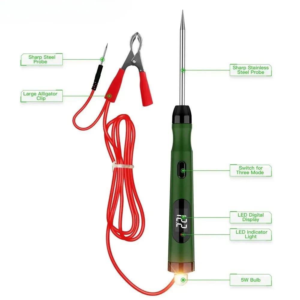 P50 5V-30V Car Electrical Circuit Tester Probe Digital Display Circuit Test Pen Car Circuit Tester Lamp Voltage Test Pen