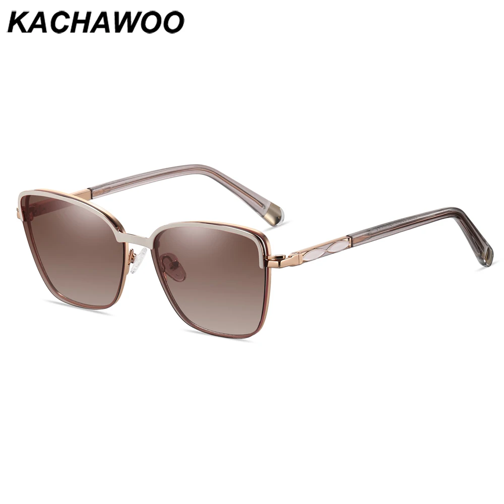 

Kachawoo magnetic polarized sunglasses clip on female driving metal cat eye anti blue light glasses for women fashion brown