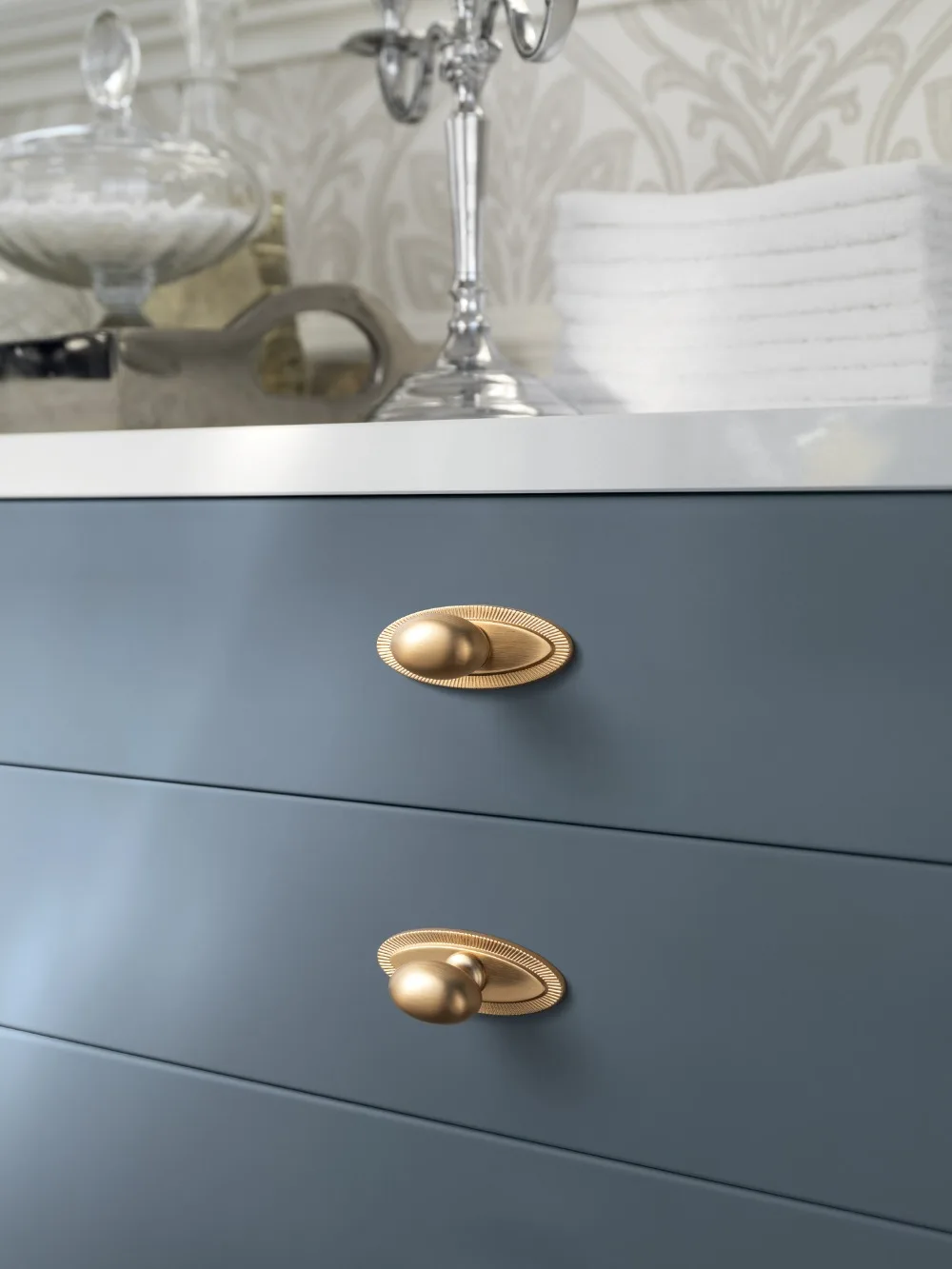 Goo-Ki Low Profile Antique Brass Cabinet Pulls Double Hole Centers(11.4''/12.6'') Zinc Alloy Handle for Drawer Cupboard Wardrobe