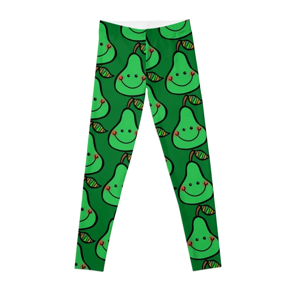 Green Pear Fruit Doodle Cartoon Leggings legings for fitness Leginsy push up Womens Leggings