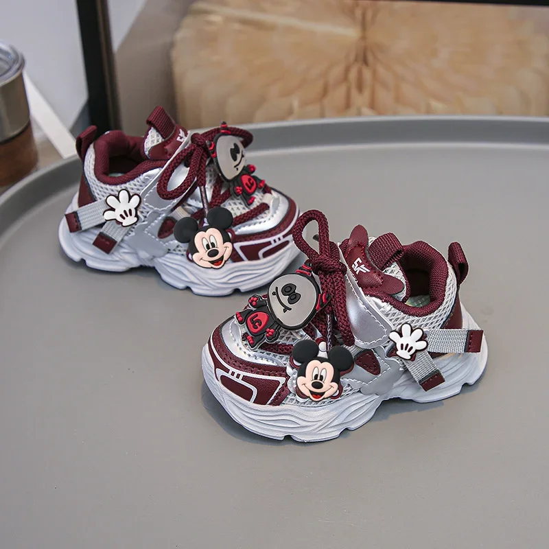 ميكي ماوس ميني بنات أحذية رياضية لينة سوليد الاطفال الصوف الأولى مشوا ربيع خريف شتاء جديد حذاء كاجوال الأولاد احذية الجري