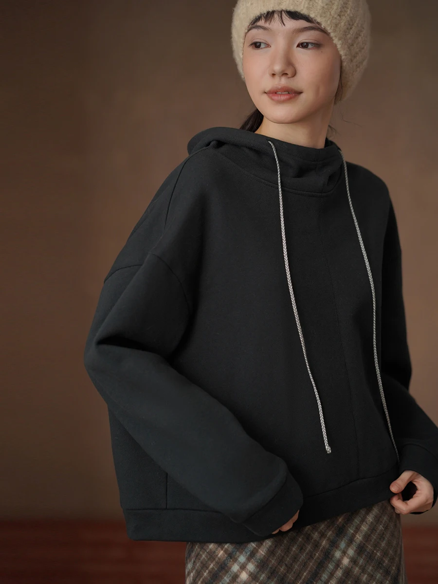 

Женская толстовка Hacikis Miss Mal Casual с капюшоном, свободным кроем, высоким воротником и эффектом похудения, подходит для всех типов фигур